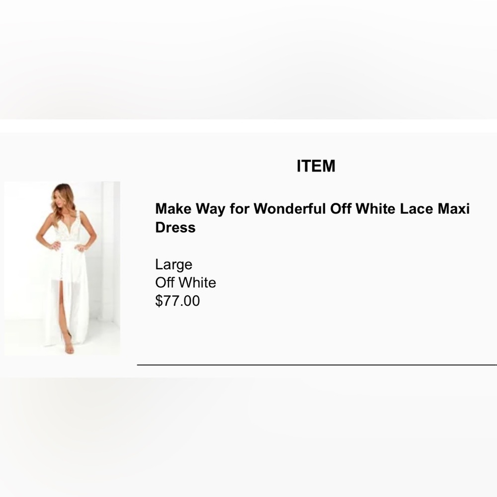 Lulus Off white lace maxi dress